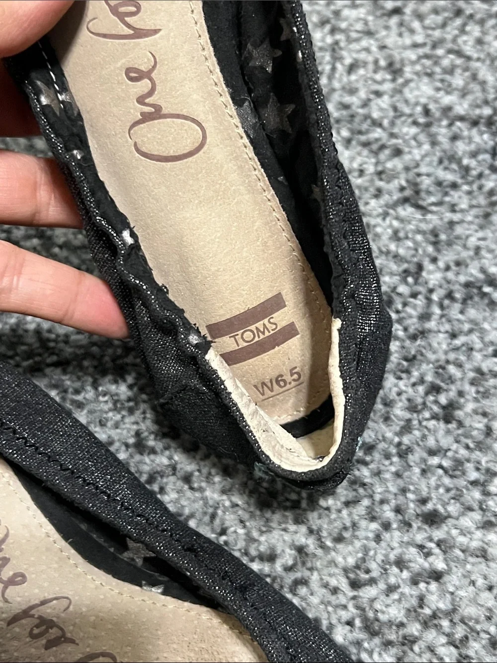 Toms Ballet Flat Black Metallic Size 6.5 EUC